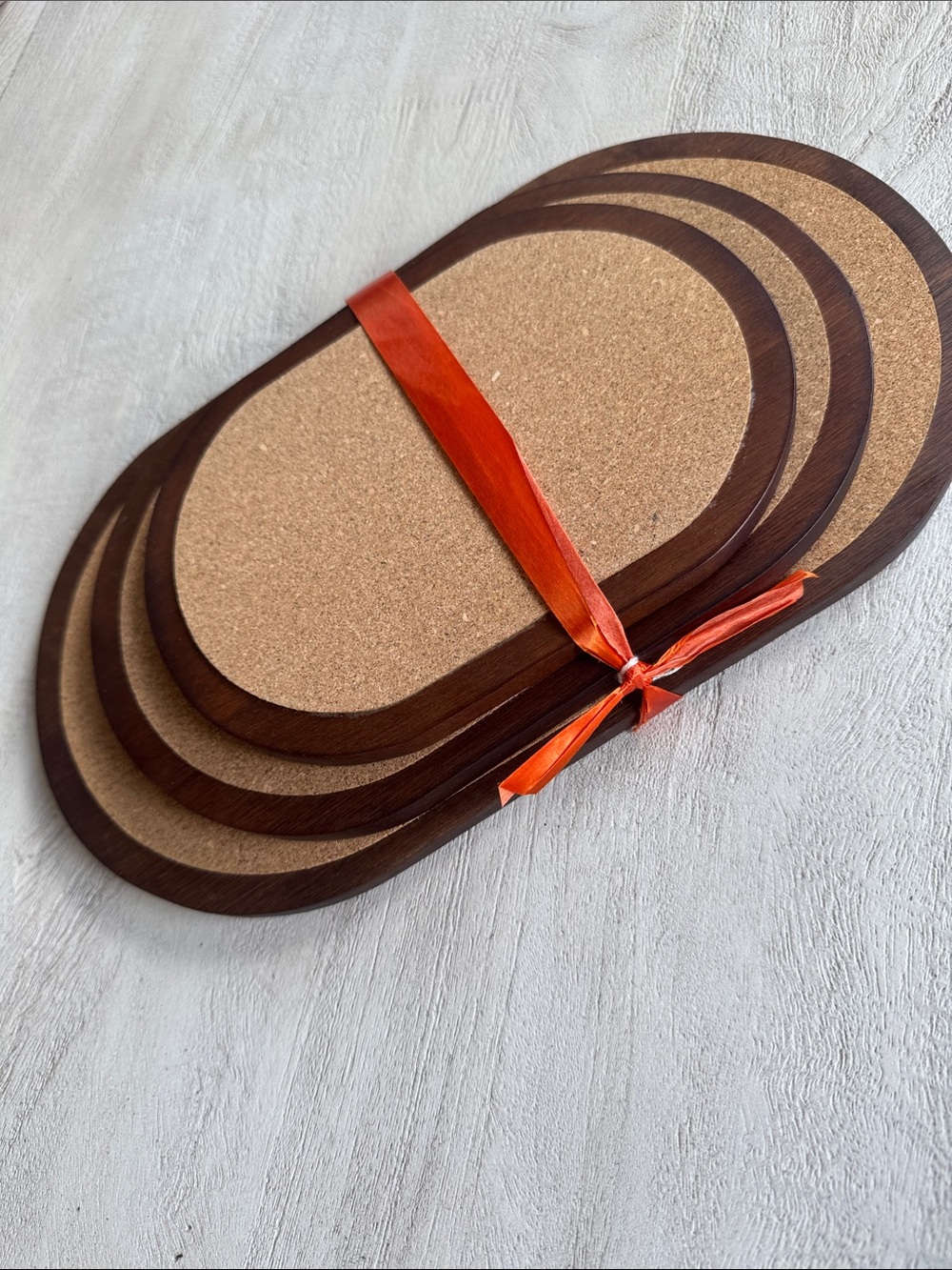 NWT Set of 3 mid century modern cork wood trivets